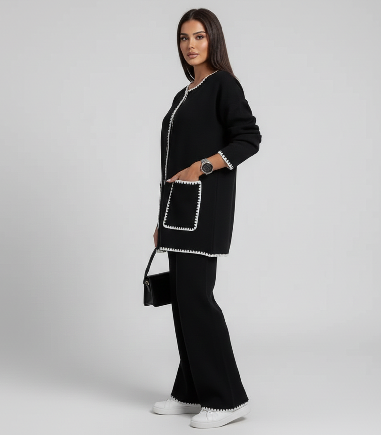 Button Front Long Sleeve Shirt and Tailored Pants Set