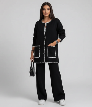Button Front Long Sleeve Shirt and Tailored Pants Set
