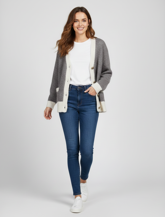 Blaire Patchwork Knitted Cardigan Jacket