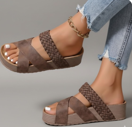 Woven Platform Slide Sandals