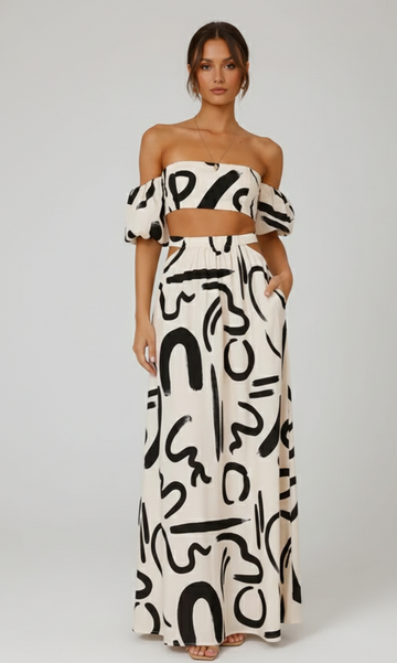 Artistic Off-Shoulder Coord Set