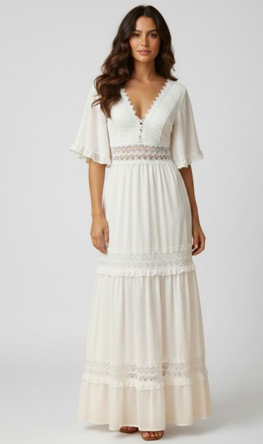 Andrea Lace Chiffon Dress