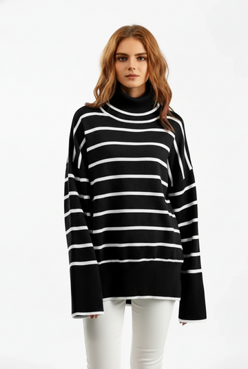 Belle Striped Turtleneck Pullover