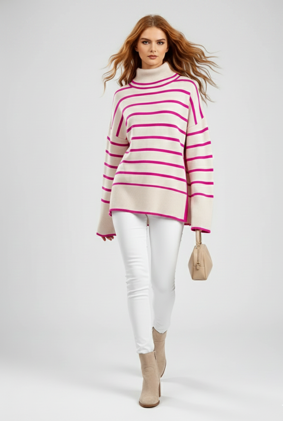 Belle Striped Turtleneck Pullover