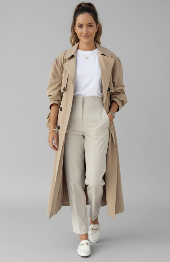 High Waist Tapered Leg Tailored Pants