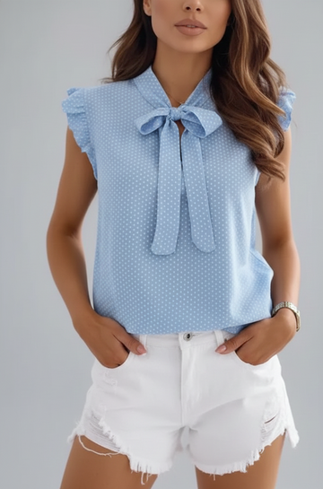 Soft Drape V-Neck Short Sleeve Blouse