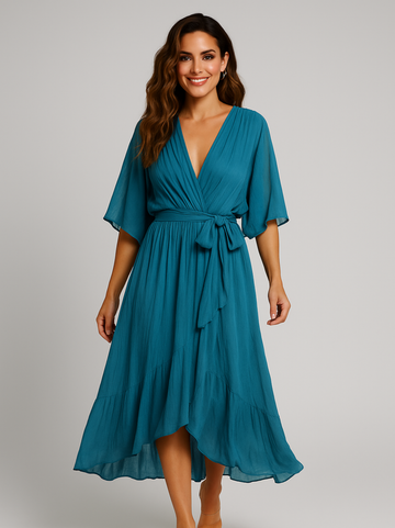 Amanda Bat Sleeve Elegant Summer Dress