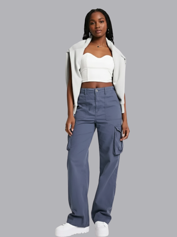 Adjustable Waist Straight Leg Cargo Pants