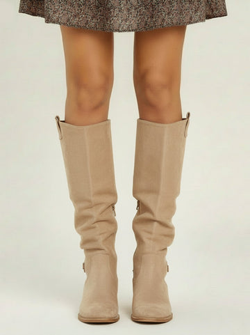 Slouchy Suede Knee-High Boots