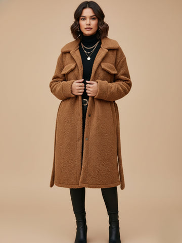 Longline Button-Up Teddy Coat