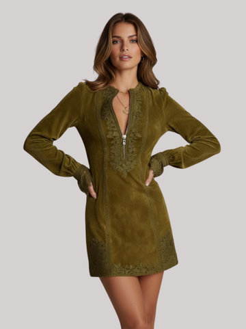 Maribelle Embroidered Lace Patchwork Mini Dress